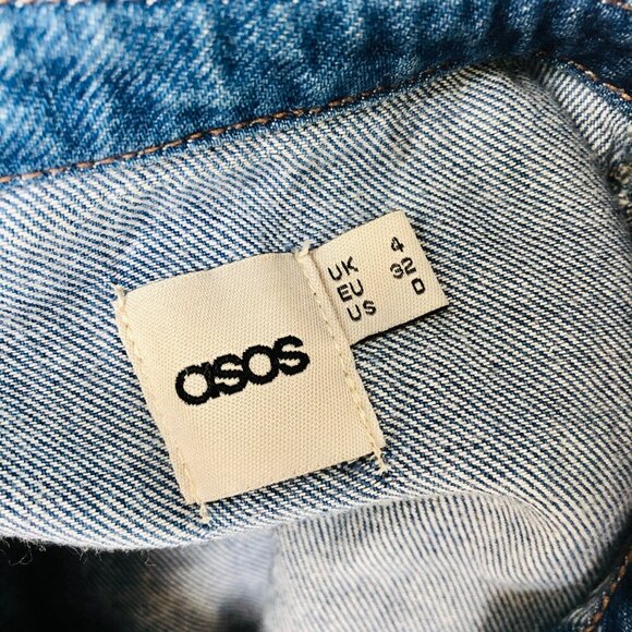 ASOS Women’s Denim Shirt with Plaid Back Yoke Chambray Y2K Western 90s Size 0 US - Picture 7 of 8